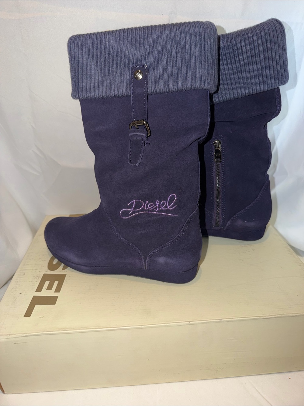 NWT Diesel Funky Pippi Yo Tall Boots Purple Pagoda Youth Size 5